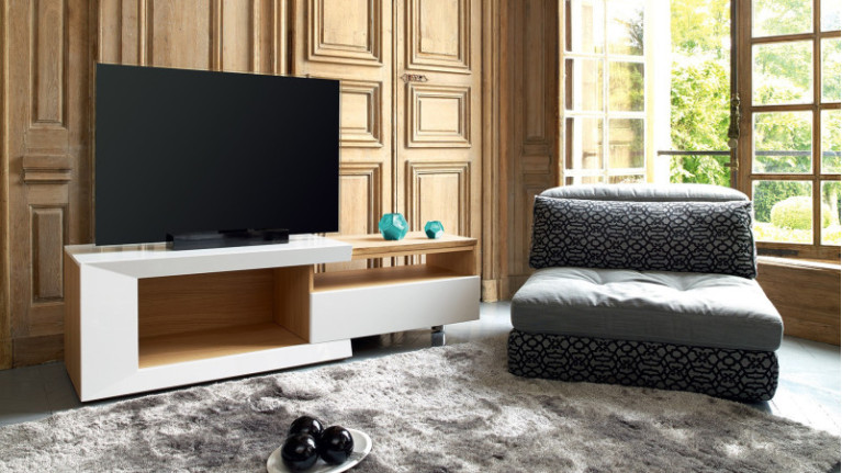 BULANED Meuble TV Vigo Gris 156x40x40 cm Bois Massif de pin,Meuble Bas  Salon,Meuble TV Longueur,Meubles De Salon TV