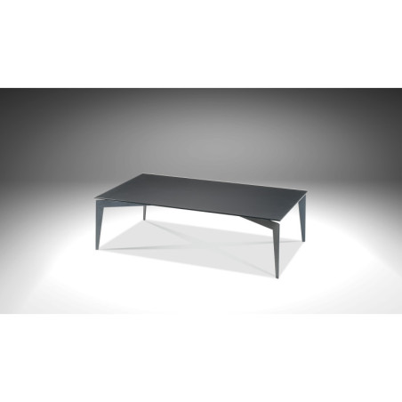 Table basse rectangulaire BOREAL - En acier vernis sablé et verre trempé, une table en toute simplicité pour votre salon.