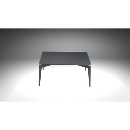 Table basse carrée BOREAL - En acier vernis sablé et verre trempé, une table carrée pour votre salon.