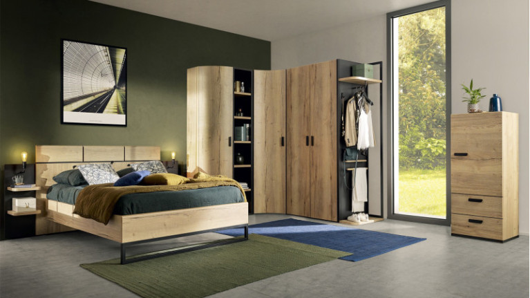 Lit EIFFEIL - Mariage du bois et du métal pour une chambre Meubles CELIO aux subtiles mélanges de naturel et d'industriel.