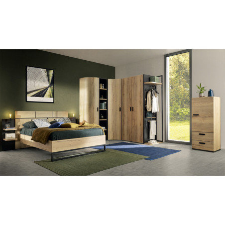 Lit EIFFEIL - Mariage du bois et du métal pour une chambre Meubles CELIO aux subtiles mélanges de naturel et d'industriel.