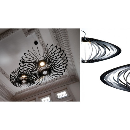 Suspension MEL - Luminaire de type suspension en aluminium. Fil d'alimentation discret, peint de la même couleur.