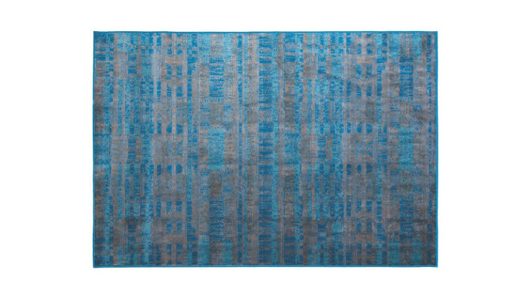 Tapis bleu AUR - Donnez du style à votre pièce avec ce grand tapis coloré dans les tons bleus, beiges et marrons.