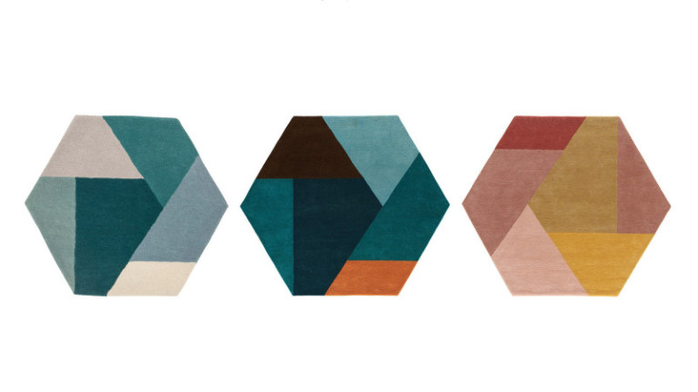 Tapis HEXA - Tapis de forme hexagonale. Tufté main 100% laine. Possibilité de les juxtaposer pour une décoration pleine de style