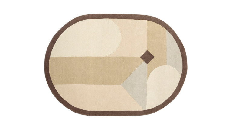 Tapis NAVONA - Tapis beige de forme ovale tufté main 100% laine. Tailles disponibles : 200x300 ou 170x240 cm.