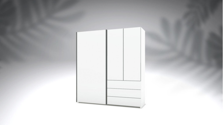 Armoire mixte PERLA - Armoire blanche ou cachemire au style contemporain pour une chambre tout en élégance. Fabrication français