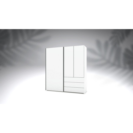 Armoire mixte PERLA - Armoire blanche ou cachemire au style contemporain pour une chambre tout en élégance. Fabrication français