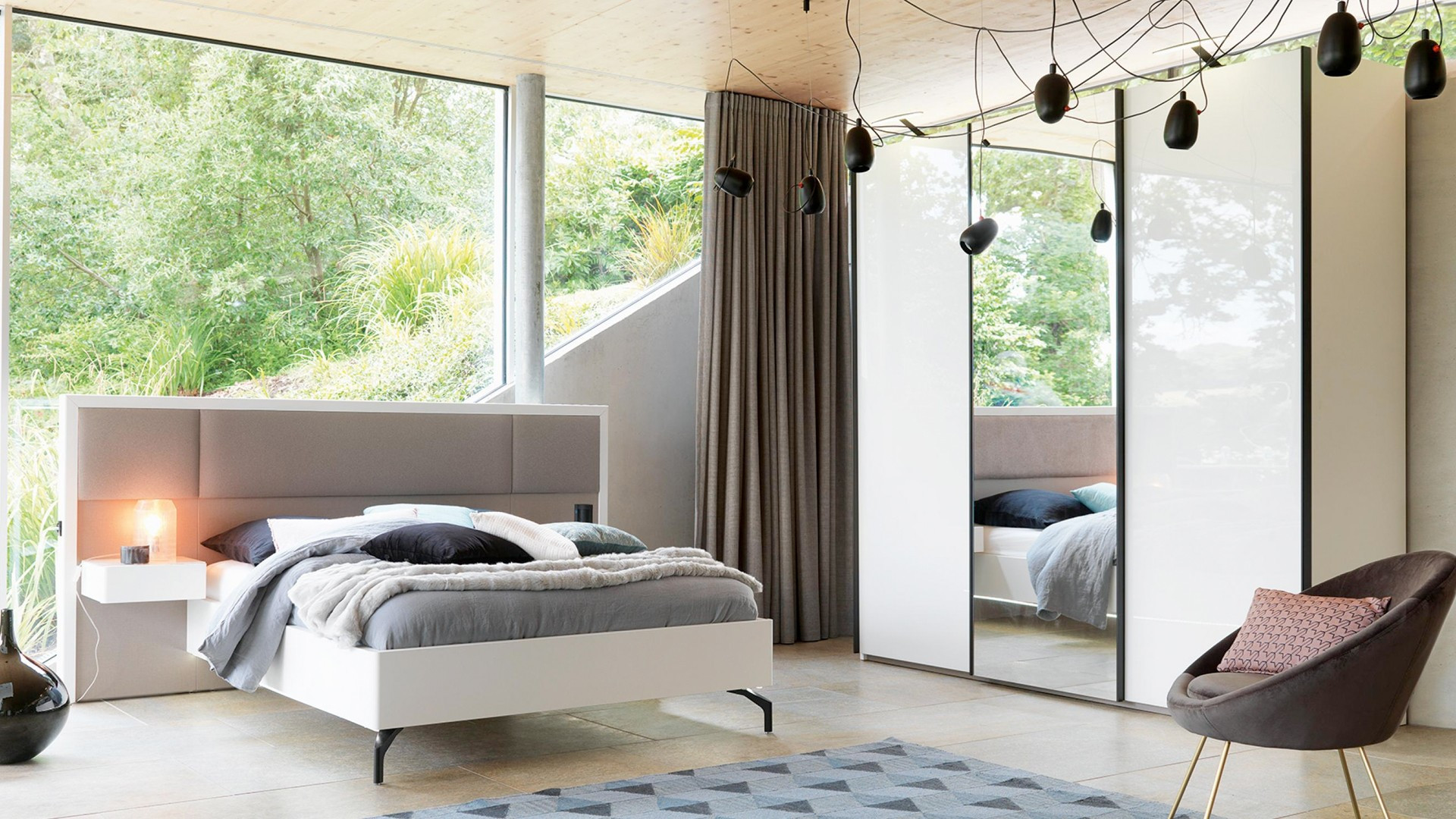 Lit avec chevets attenants PERLA - Meublez contemporain avec cette douce collection pour la chambre. Fabrication française Meubl