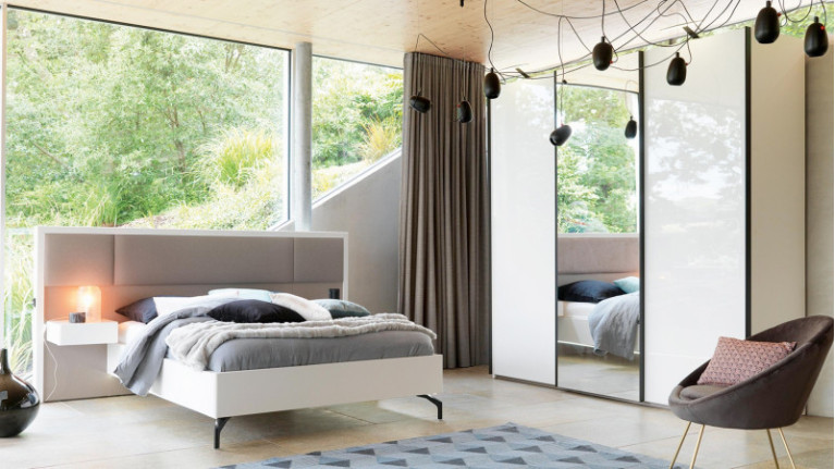 Lit avec chevets attenants PERLA - Meublez contemporain avec cette douce collection pour la chambre. Fabrication française Meubl