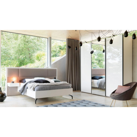 Lit avec chevets attenants PERLA - Meublez contemporain avec cette douce collection pour la chambre. Fabrication française Meubl