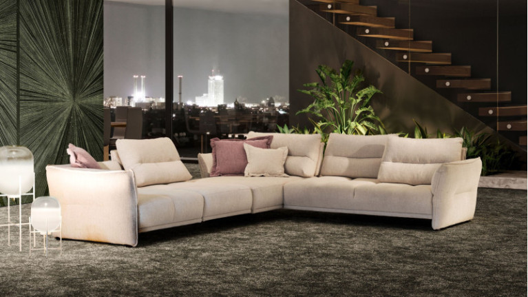 Canapé d'angle méridienne INTRIGO - Véritable nid douillet, ce canapé d'angle en tissu est ultra confortable. Un design épuré po