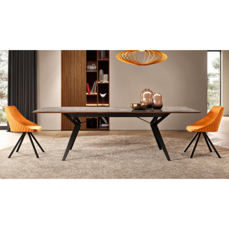 Table de repas extensible PIANA - Une table élégante et magistrale, disponible dans de nombreuses finitions de céramique, chêne