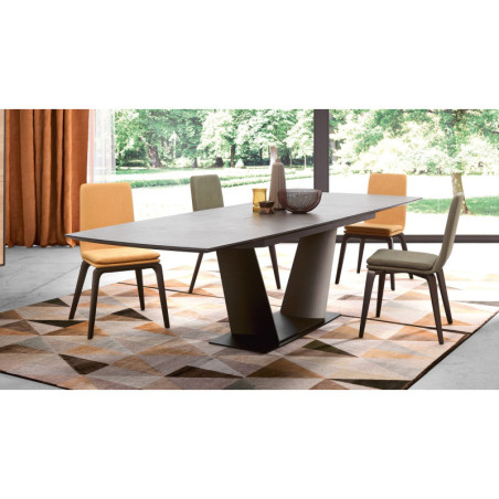 Table de repas extensible SOFIA - Concevez votre table en sélectionnant le pied, le plateau, les dimensions et les matériaux.