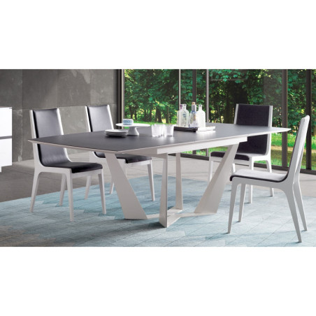 Table de repas extensible CROSS - Concevez votre table en choisissant votre plateau, le pied, les matériaux et couleurs.