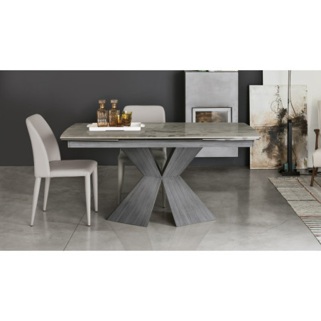 Table de repas extensible POSEIDON - Plateau réalisable en 3 teintes de verre et 5 de céramique. Qualité et design au menu.