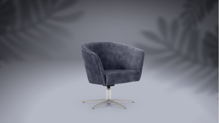 Fauteuil Pivotant OLGA - Grand dossier en corolle avec un piétement pivotant. Ce fauteuil contemporain se décline en 2 versions