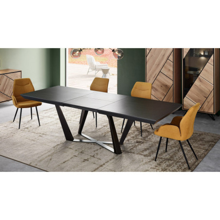 Table de repas extensible DIAGO - Un plateau en céramique kerlite® haute qualité ou en bois soulignant ses lignes graphiques et 
