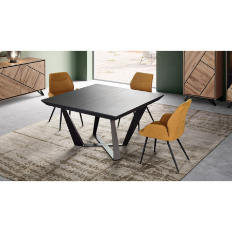 Table de repas extensible carrée DIAGO - Un plateau en céramique kerlite® haute qualité ou en bois soulignant ses lignes graphiq