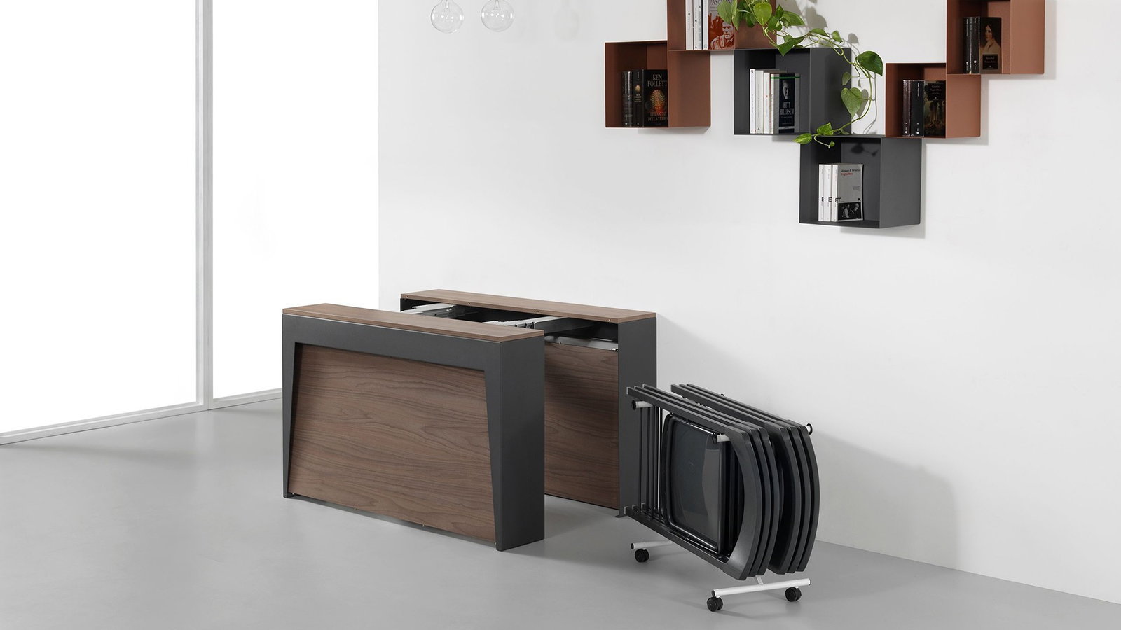 Console De Table Extensible Fortino - 91x50/250 Cm - 4 Rallonges - Plateau Mélamine Vert Sauge - Cadre Acier - Jusqu'à 12 Personnes - 6