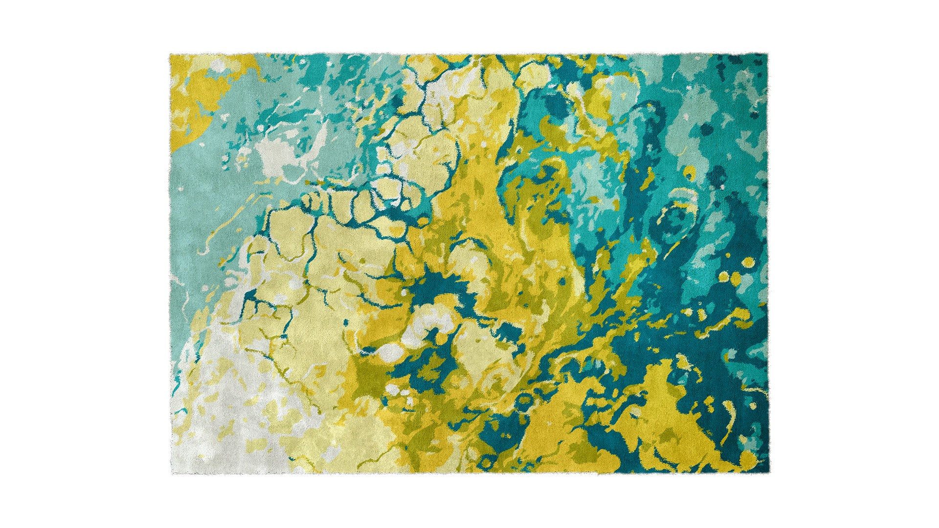 Tapis rectangulaire jaune et bleu AQUARELLE - Jolie harmonie des couleurs. 3 dimensions disponibles.