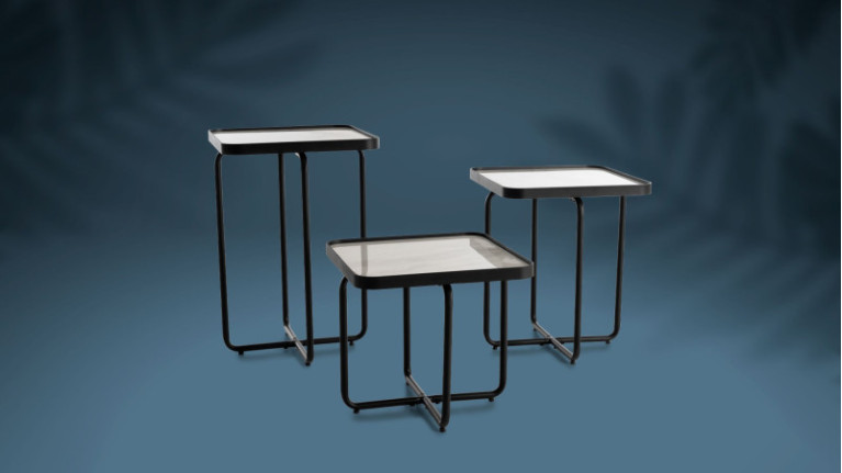Ensemble coins de canapé en céramique blanc et métal CUBA