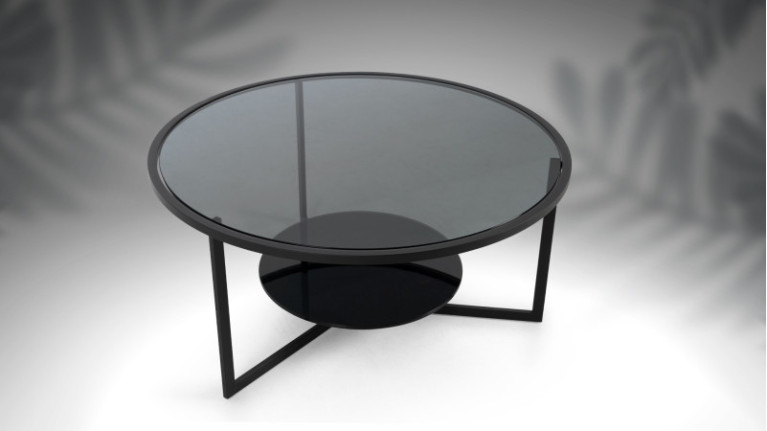 Table ronde en métal et verre fumé TORINO