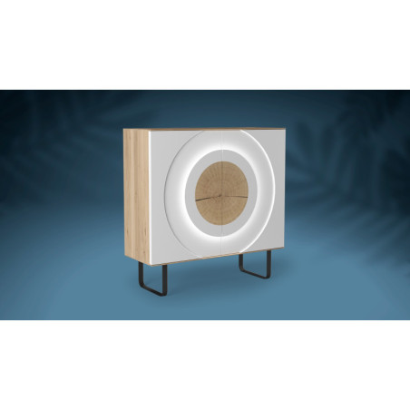 Meuble haut 2 portes réalisable avec placage chêne, laque ou céramique AUSTRAL. Option LED