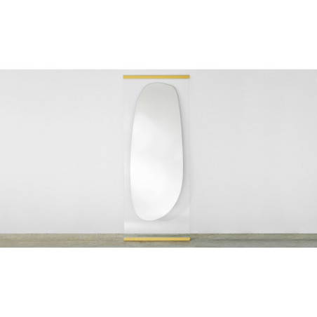 Miroir OBU symbolise un rocher et le verre transparent l’eau avec bords dorés