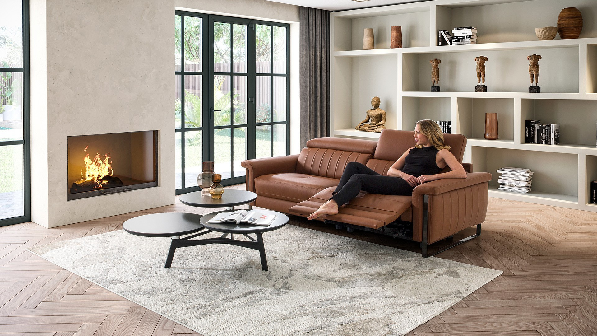 Canapé de relaxation électrique DETROIT | Grand confort pour ce canapé relax réalisable en tissu ou cuir