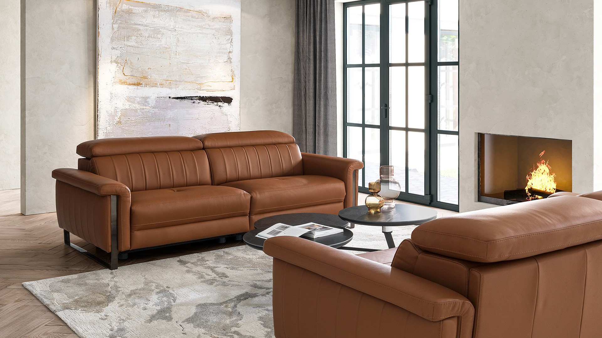 Canapé DETROIT | Grand confort pour ce canapé droit réalisable en tissu ou cuir