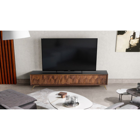 Meuble TV texturé en noyer MIELLAT