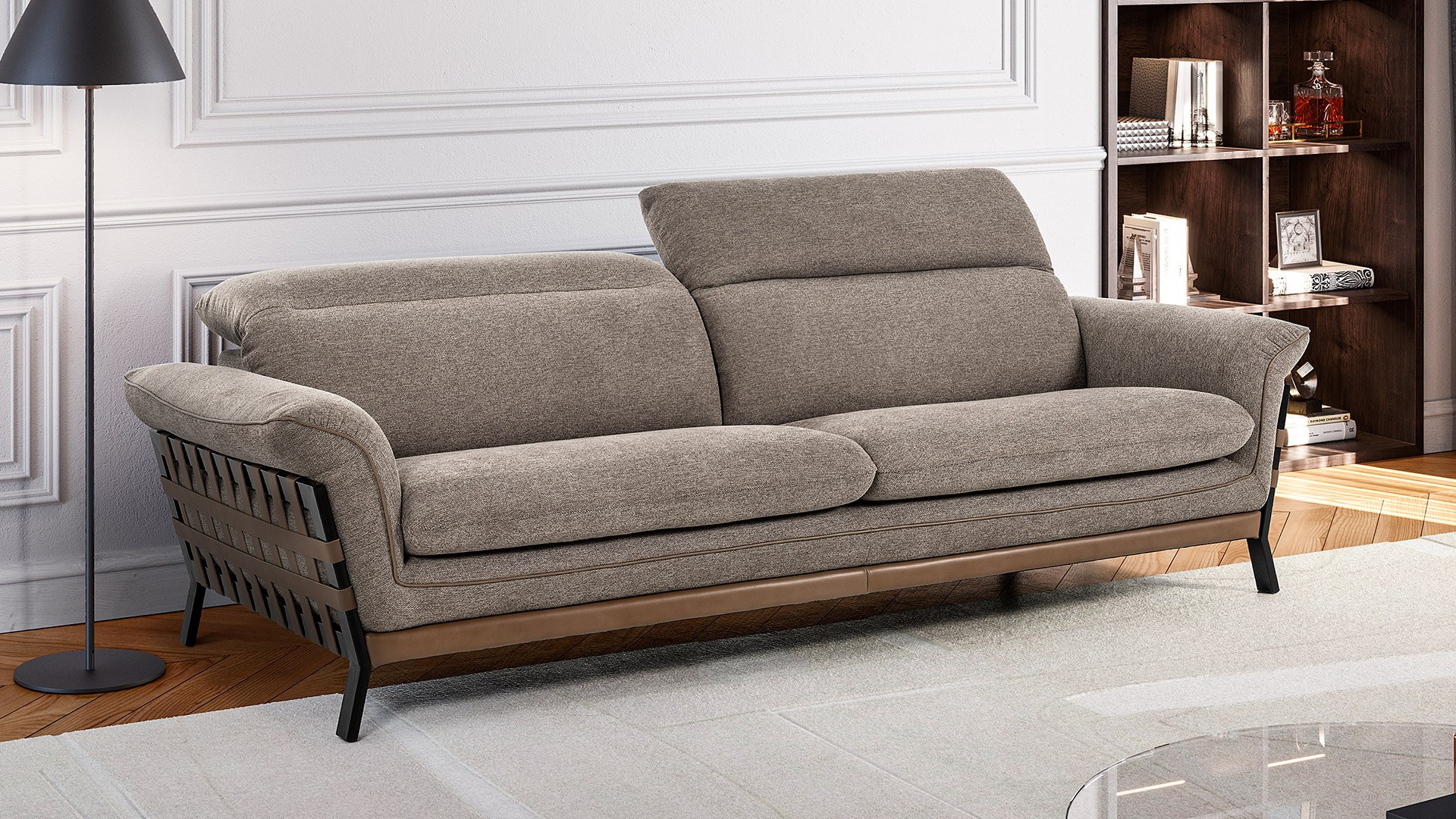 Canapé 2 à 3 places en tissu beige de grande qualité TRESSY