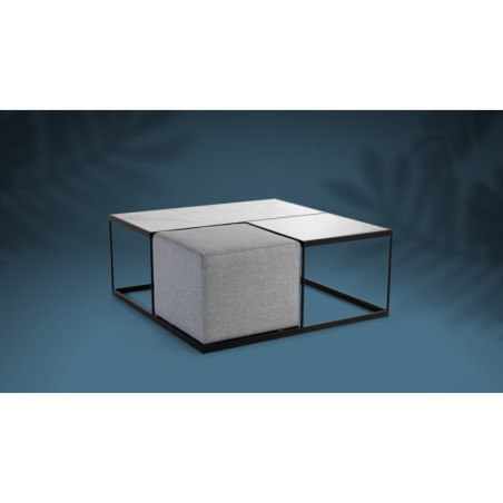 Table basse en céramique BELLAGIO avec son pouf intégré
