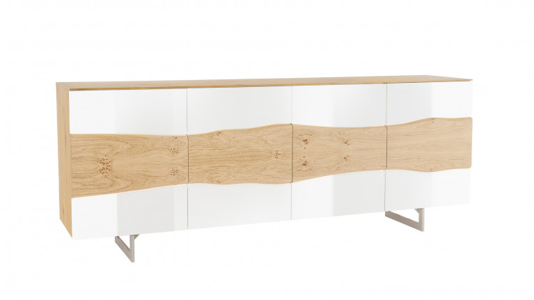 Buffet 4 portes RACINE blanc et bois