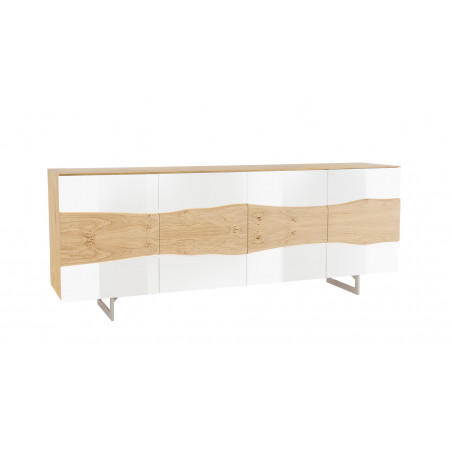 Buffet 4 portes RACINE blanc et bois