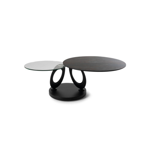 Table basse en verre fumé et céramique OGIVE