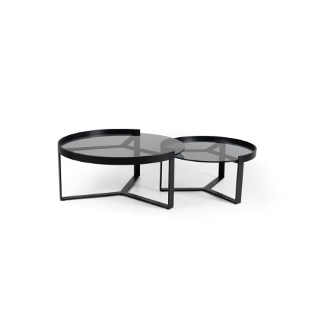 Tables basses gigognes en verre fumé FIDJI