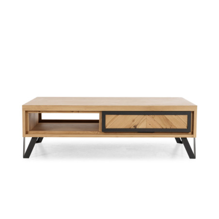 Table basse en bois et métal avec tiroir RELIEF
