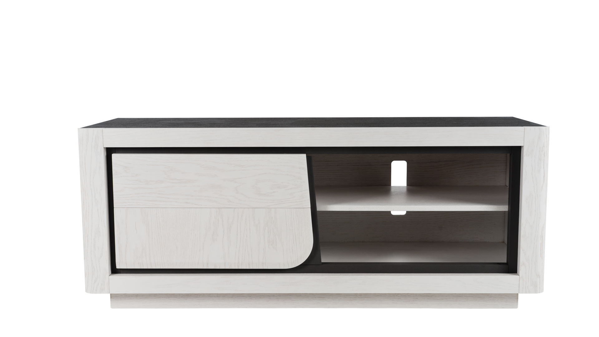 Meuble TV 1 porte en bois blanc COTTAGE