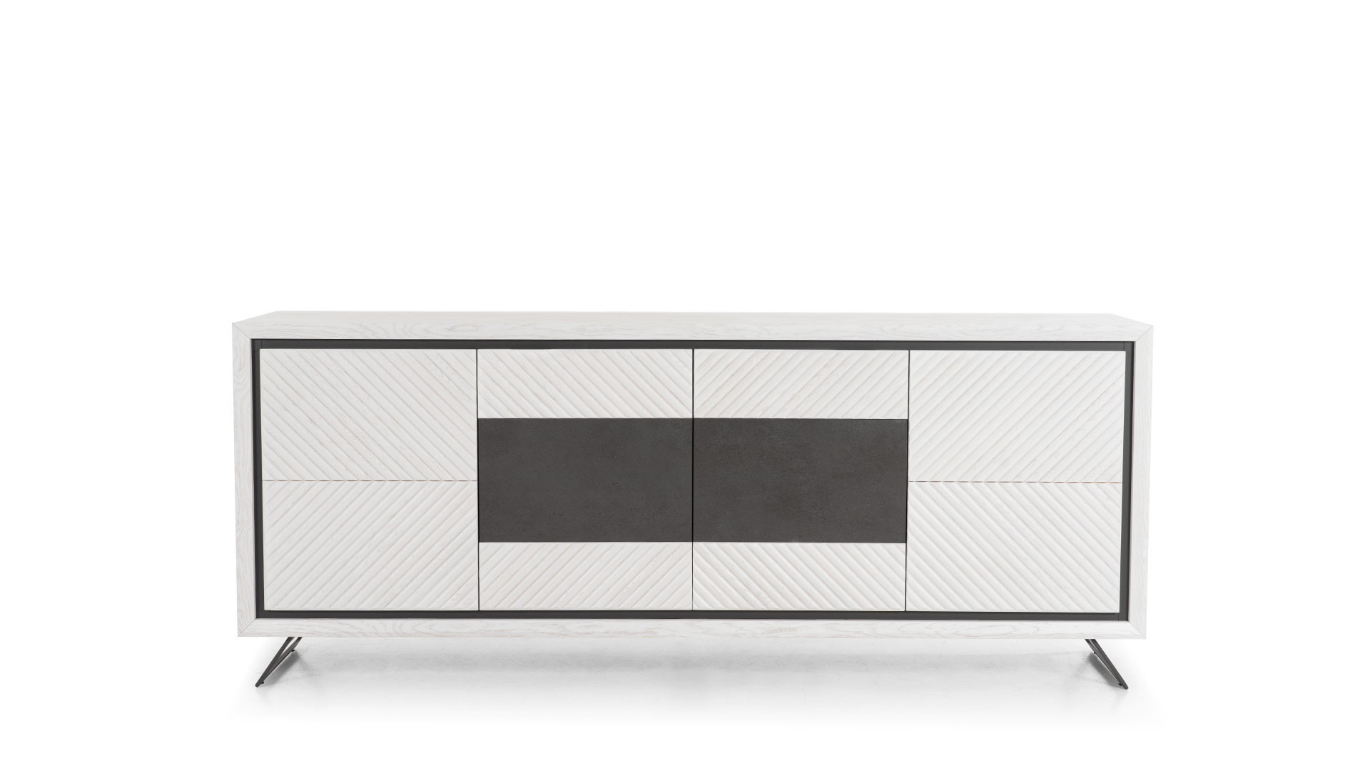 Buffet en bois blanc et insert céramique noir CANNES