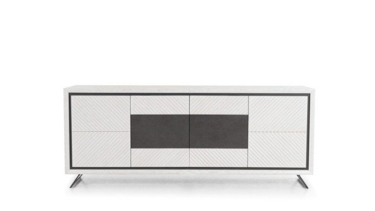 Buffet en bois blanc et insert céramique noir CANNES