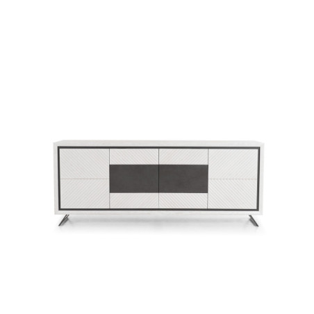 Buffet en bois blanc et insert céramique noir CANNES