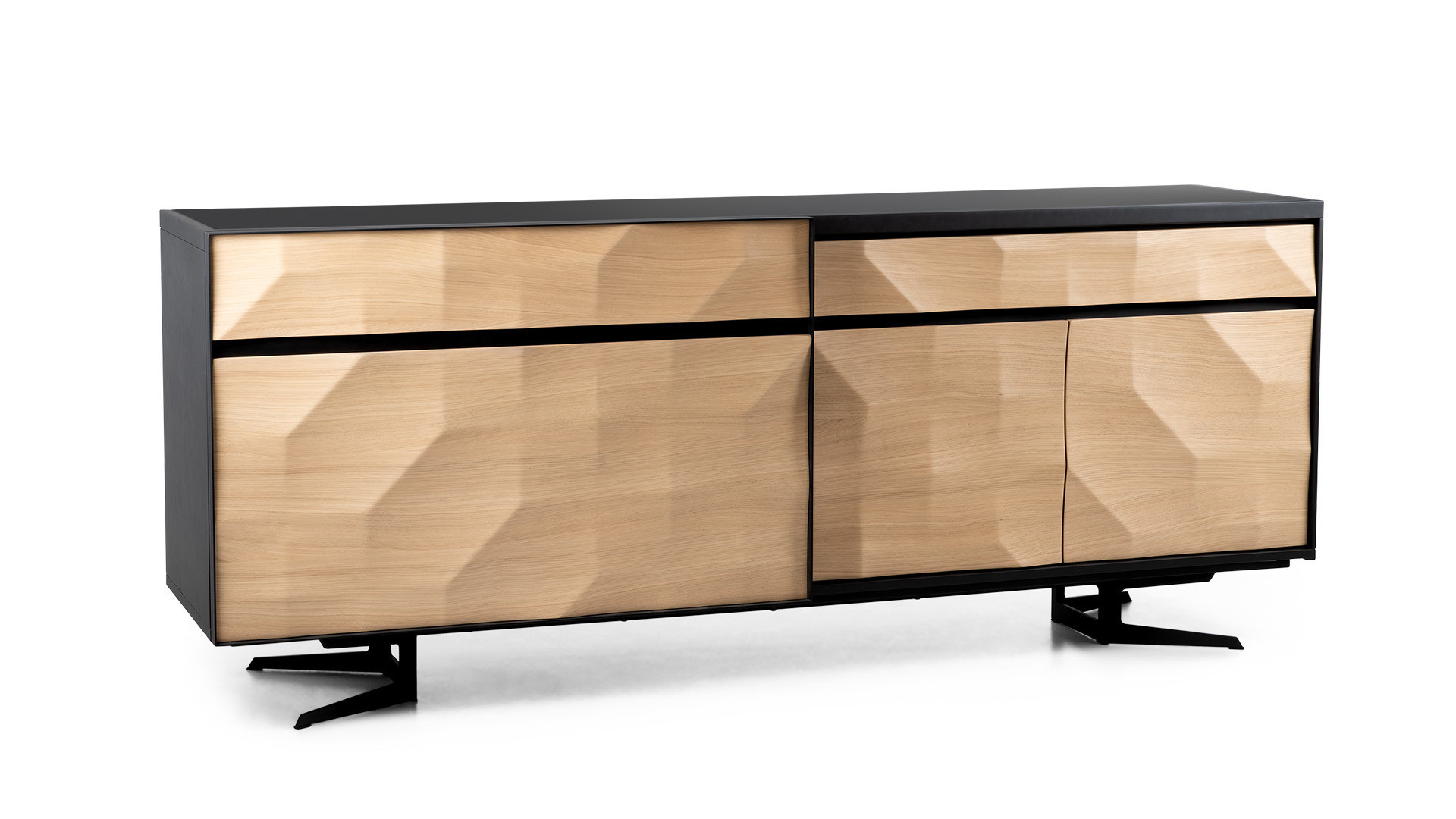 Buffet haut de gamme en bois et laque noir MONTECARLO