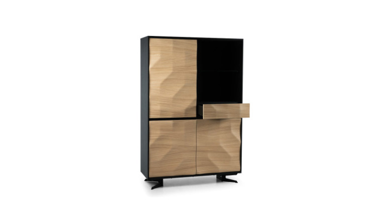 Vitrine haut de gamme en bois et laque noir MONTECARLO