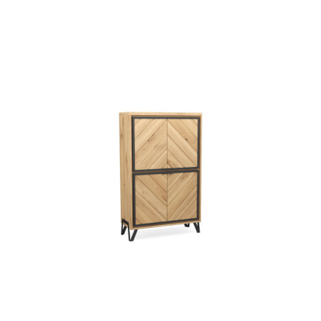 Armoirette 4 portes en bois et métal RELIEF