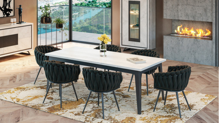 Table extensible en chêne et céramique CANNES