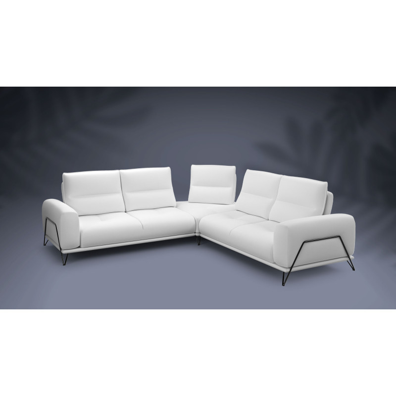 Méridienne En Cuir Blanc Crozatier - Contemporaine, 3 Places, Style Salon