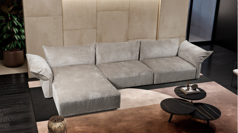 Canapé d'angle modulable gris COMODO