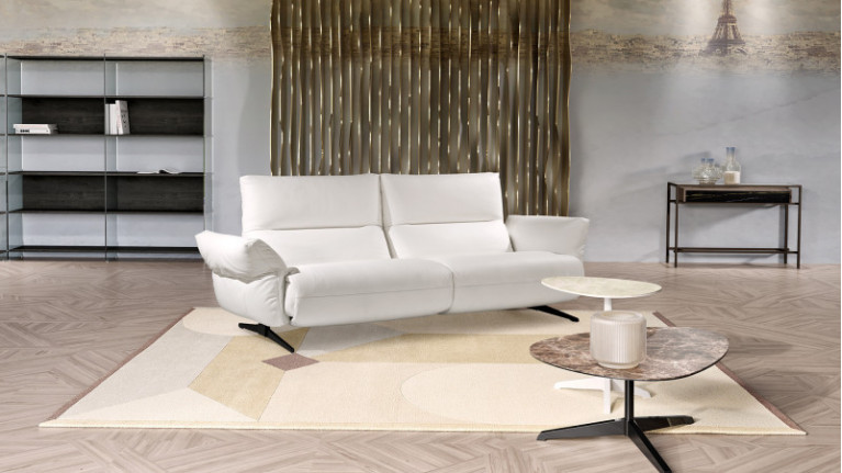 Canapé relax en cuit blanc GIORGIA - Canapé personnalisable.