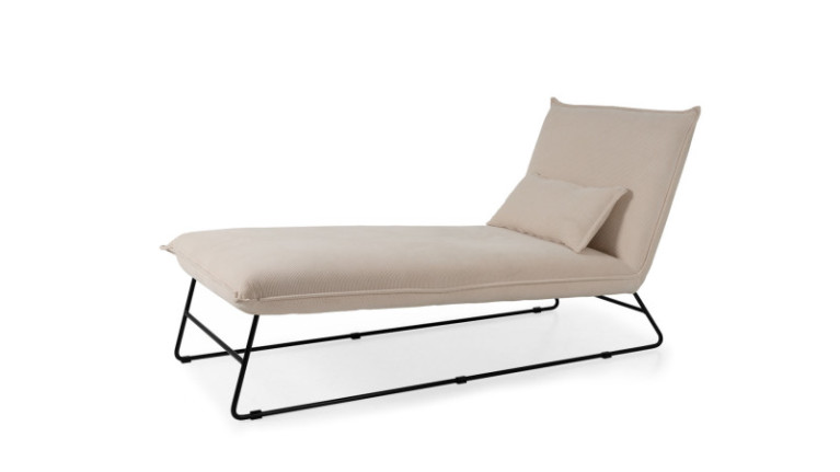 Chaise longue d'intérieur JASMIN - Coloris beige et gris